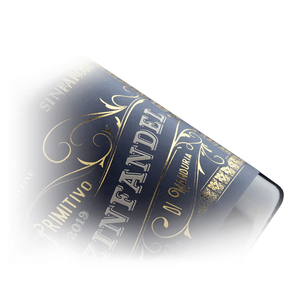 Etichetta dello Zinfandel Sinfarosa Primitivo di Manduria